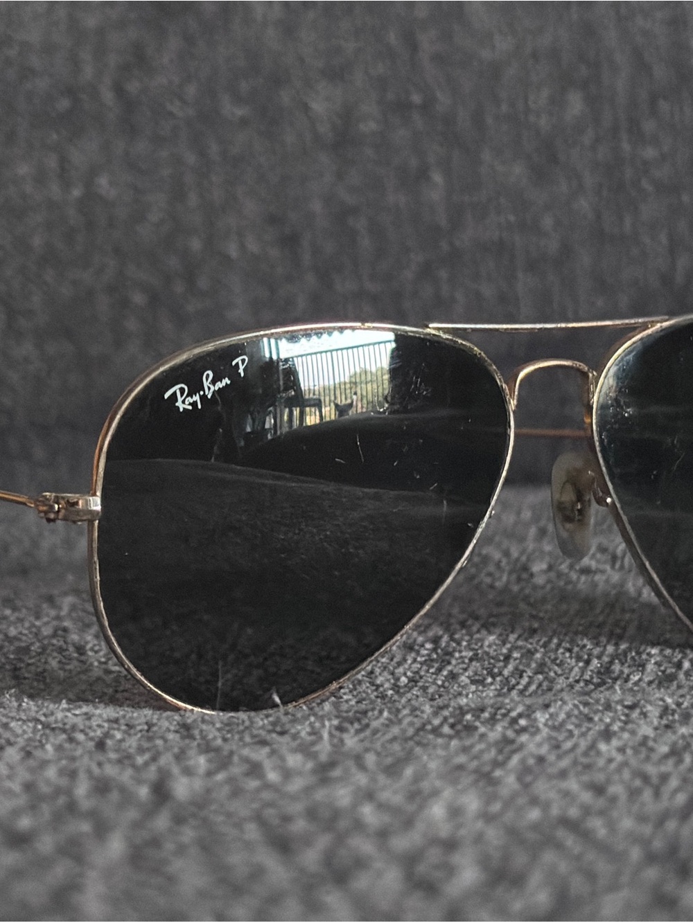 Ray-Ban Gold Frame Sunglasses with Black Lenses
